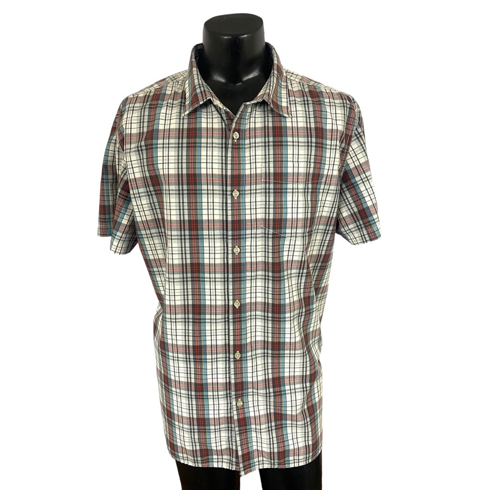 The North Face Mens Button Down Shirt Plaid Gray Red Cotton 2XL XXL
